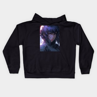 Cybernetic Journeys: Ghost in the Shell Aesthetics, Techno-Thriller Manga, and Mind-Bending Cyber Warfare Art Kids Hoodie